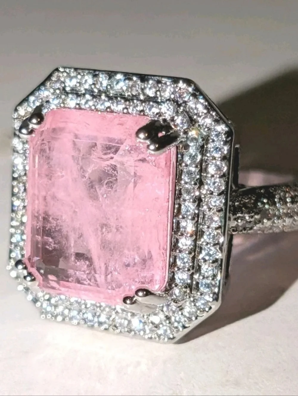 Shiny S925 6 Ct Lab- Created Kunzite Diamond Engagement Ring For Women Sz 6.5